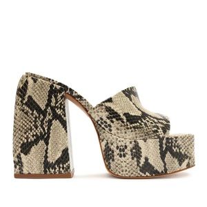 Schutz “Aretha” Snake Embossed Leather Mule Platform Sandal, Size 8